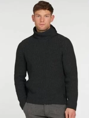 Image of Barbour Barbour Fisher Knitted Roll Neck, Charcoal, Size S, Men