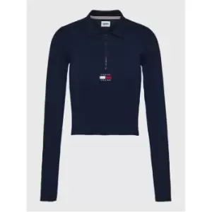 Image of Tommy Jeans Tjw Half Zip Thru Rib Badge - Blue