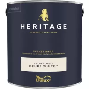 Image of Dulux Heritage Velvet Matt Ochre White Matt Emulsion Paint 2.5L