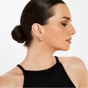 Image of I Saw It First Mock Pearl Double Ring Earrings - Gold