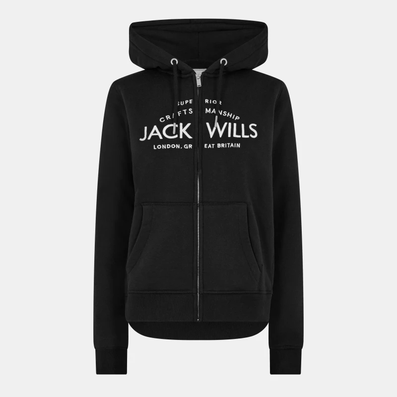 Image of Jack Wills Hunston Logo Zip Hoodie Black female 6 (2XS)