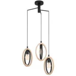 Image of Netlighting Basildon 3 Lamp Cluster Pendant Ceiling Light Black, Brown