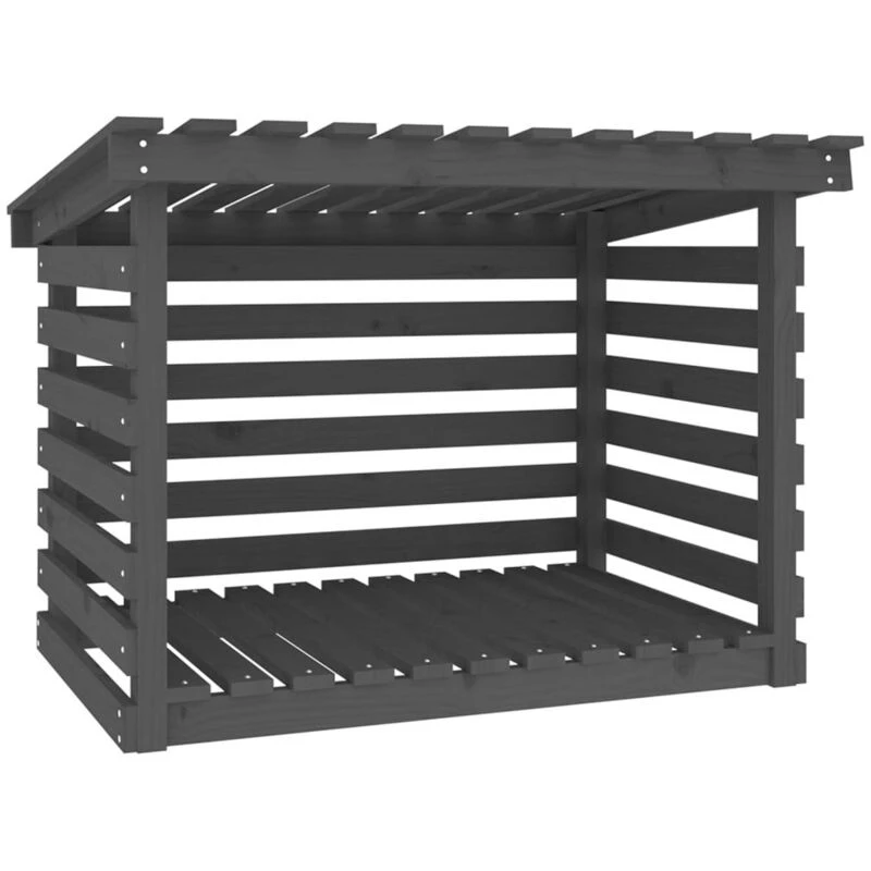 Image of vidaXL Firewood Rack Grey 108x73x79cm Solid Wood Pine, Grey 822229