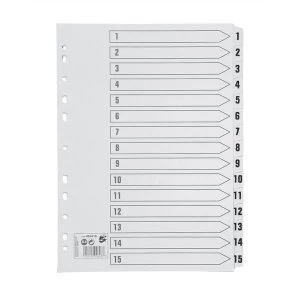 Image of 5 Star Office A4 Index 150gsm Card with Mylar Tabs 1 15 White