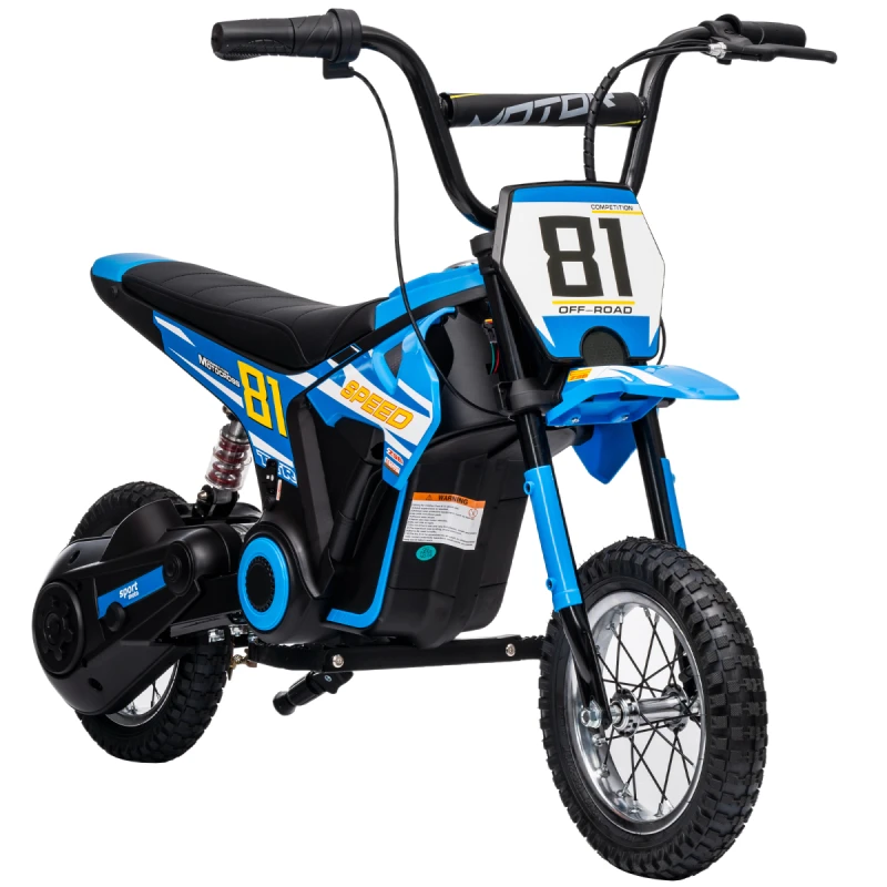 Image of AIYAPLAY AIYAPLAY 24V Battery Powered Ride On Motorcycle with Rear Suspension - Blue