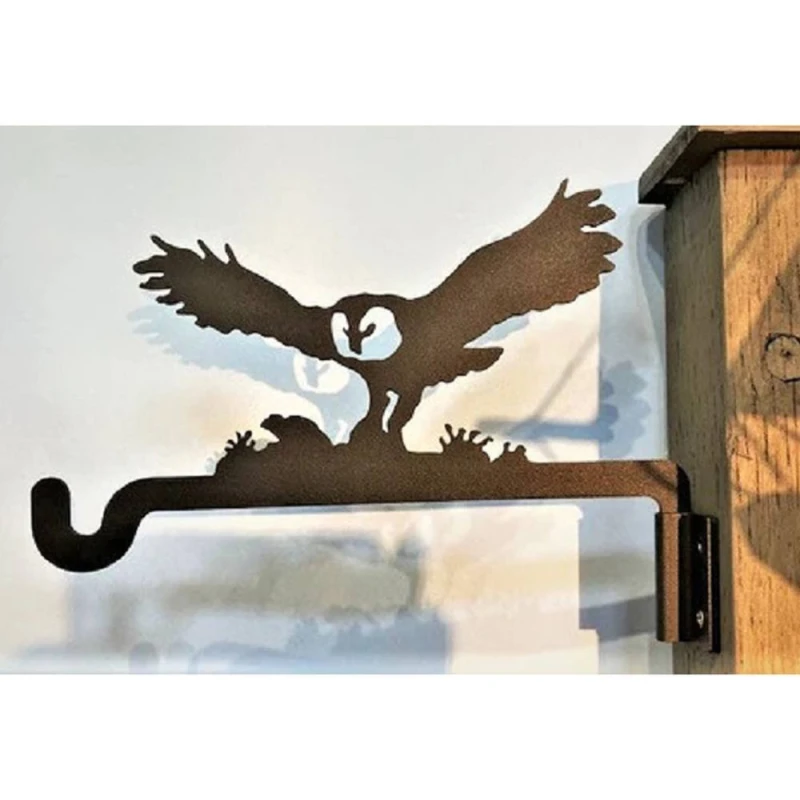 Image of Owl and Mouse Projection Hanging Bracket - L26cm - Black FenceArtOwlndMouseHngngBkt-4020