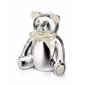 Image of D for Diamond Silver Plated Teddy Bear Money Box