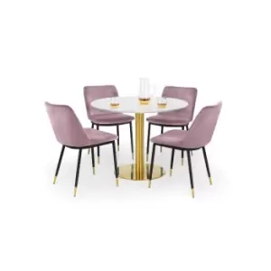 Image of Palermo Round Dining Set with 4 Delaunay Chairs Pink