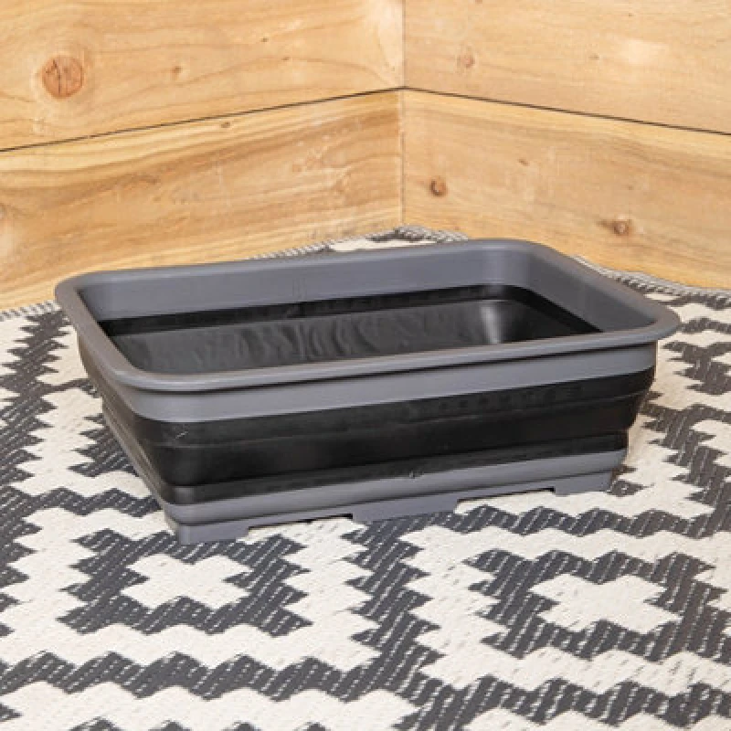 Image of 7L Black and Grey Collapsible Camping Dish Wash Basin Tub
