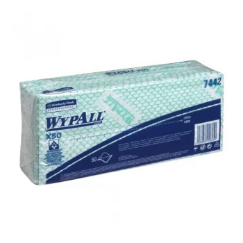 Image of Wypall X50 Cleaning Cloths Green Pack of 50