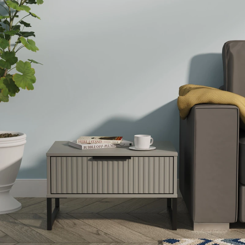 Image of Ready Assembled 2 U Menai 1 Drawer Wide Side Table (Ready Assembled) in Dark Grey Dark Grey Unisex