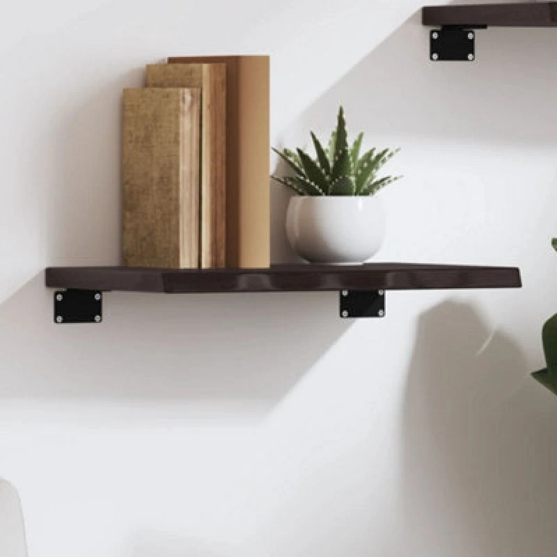 Image of Vidaxl Wall Shelf Dark Grey 40X30X2cm Treated Solid Wood Oak, Brown 363746