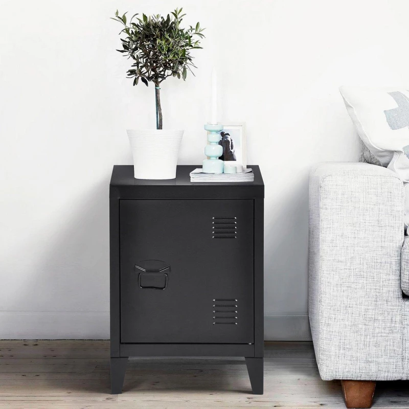 Image of Urban Meuble Modern Metal Bedside Cabinet Black unisex One Size