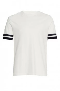 Image of Mens French Connection Ampthill Pique Sleeve Tipping T Shirt Cream