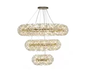 Image of 3 Tier Pendant 74 Light G9 French Gold, Crystal, Item Weight: 37.6kg