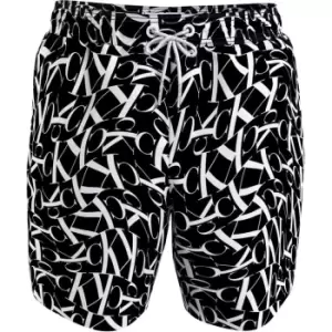 Image of Calvin Klein Monogram Boys Swim Shorts - Black
