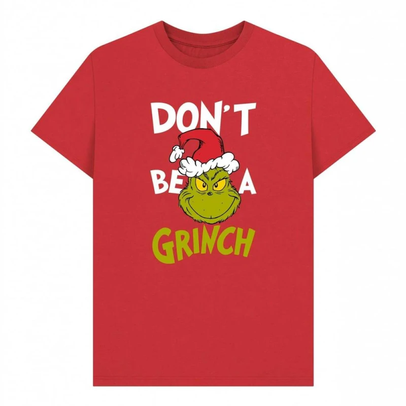 Image of The Grinch Mens Don't Be A Grinch Graphic T-Shirt in Red Size: Small Red Male S