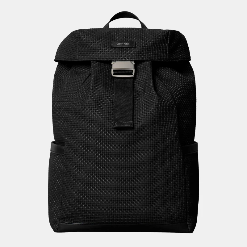 Image of Calvin Klein Embossed Woven Flap Backpack Back Packs One Size Black 71508503000