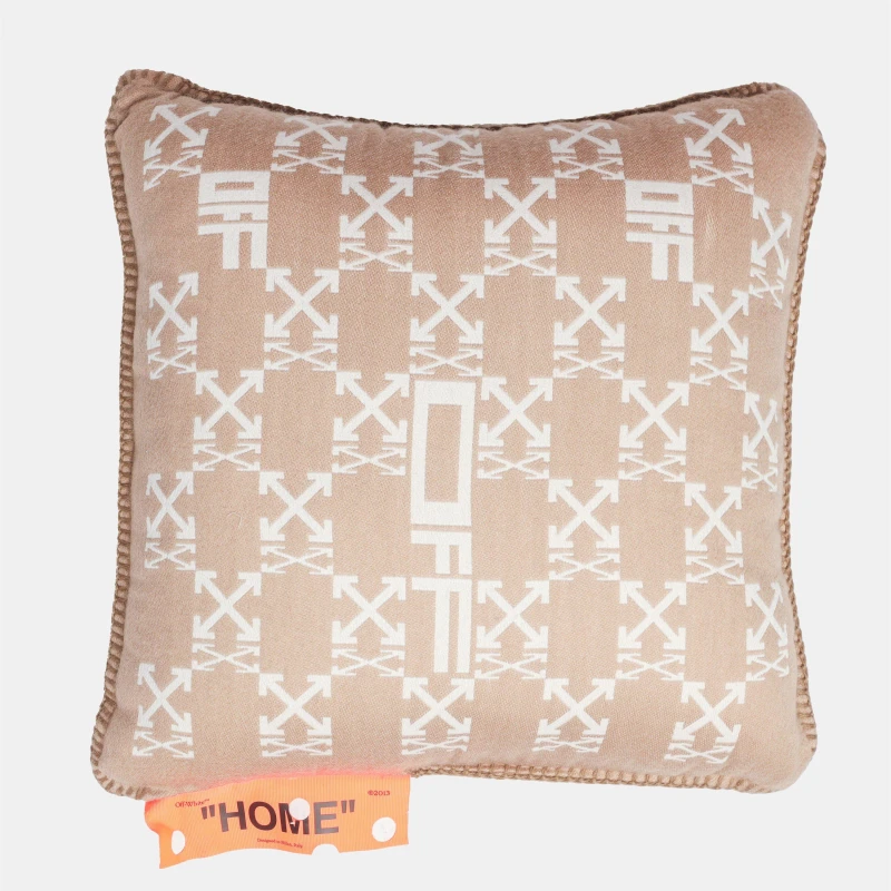 Image of Off White Mono Pillow Taupe Beige unisex One Size