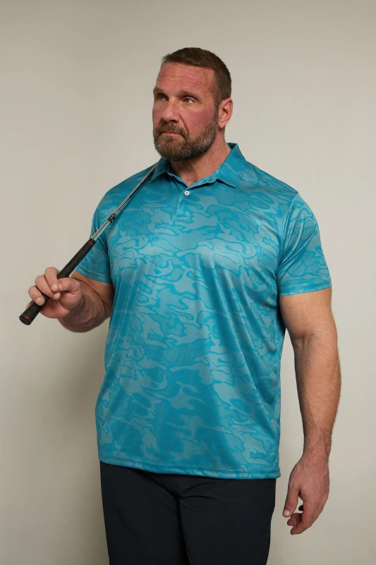 Image of BadRhino Camo Print Polo Shirt Blue