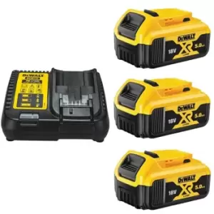 Image of 3 x DEWALT DCB184 5.0ah 18v XR Lithium Ion Battery + DCB115 Charger