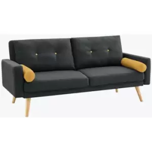 Image of Langley Charcoal sofabed / mustard pillow/buttons