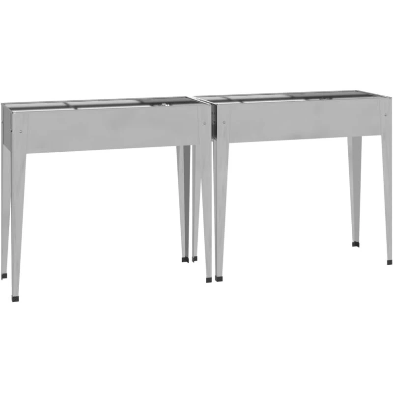 Image of vidaXL Garden Planters 2 pcs Galvanised Steel, Silver 3154236