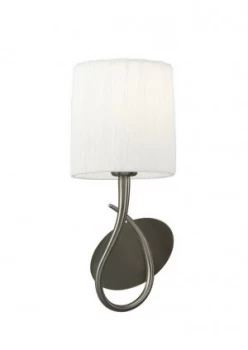 Image of Wall Lamp Switched 1 Light E27, Satin Nickel with White Shade