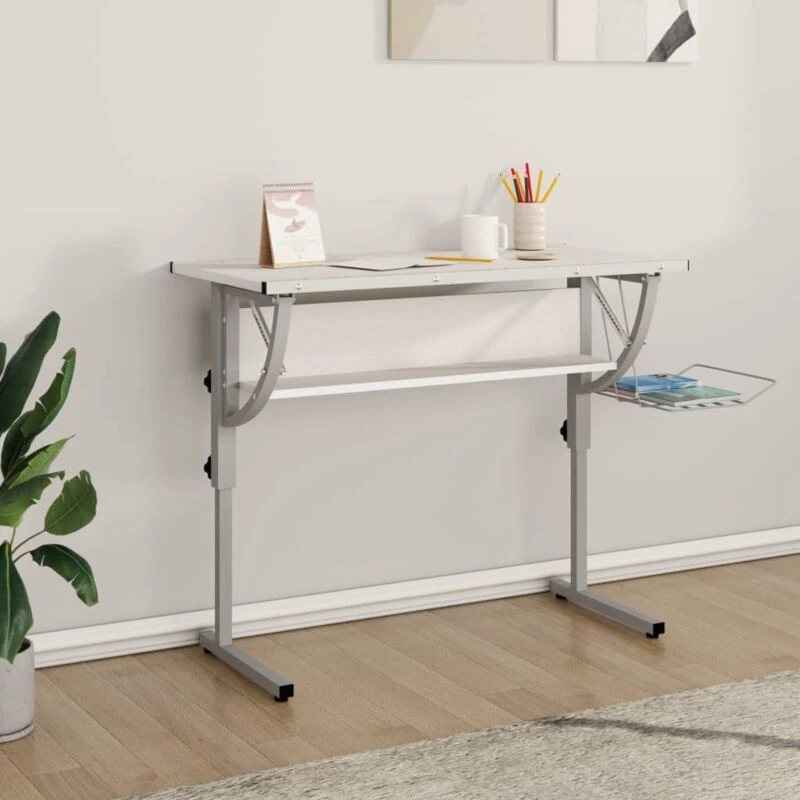 Image of VIDAXL Craft Desk White&Grey 110x53x(58-87) cm Engineered Wood&Steel Vidaxl 8720286817117