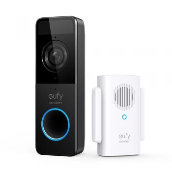 Image of Eufy Battery-Powered Slim Full HD Video Doorbell with Wireless Chime - Black