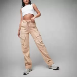 Image of Missguided Lace Up Detail Cargo Trousers - Beige