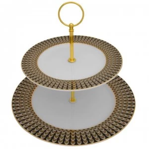 Image of Biba Deco Peacock 2 Tier Cake Stand - Black & Gold