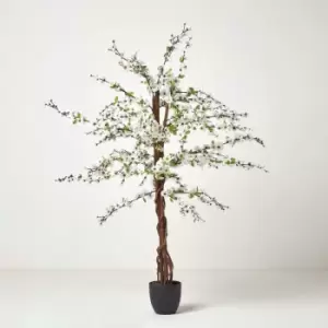 Image of Homescapes - Artificial Blossom Tree with White Silk Flowers 5 Ft - White