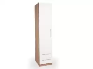 Image of Harmony Hyde White and Oak 1 Door 2 Drawer Single Wardrobe Flat Packed