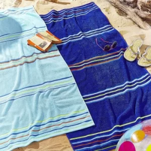 Image of Catherine Lansfield Rainbow Blue and Navy Beach Towel Twin Pack Blue