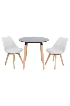 Image of 'Round Lorenzo' Dining Set with a Table and Chairs Set of 2