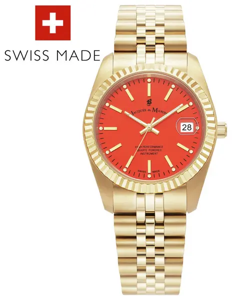 Image of Jacques Du Manoir Jacques du Manoir Unisex Orange Dial Bracelet Watch