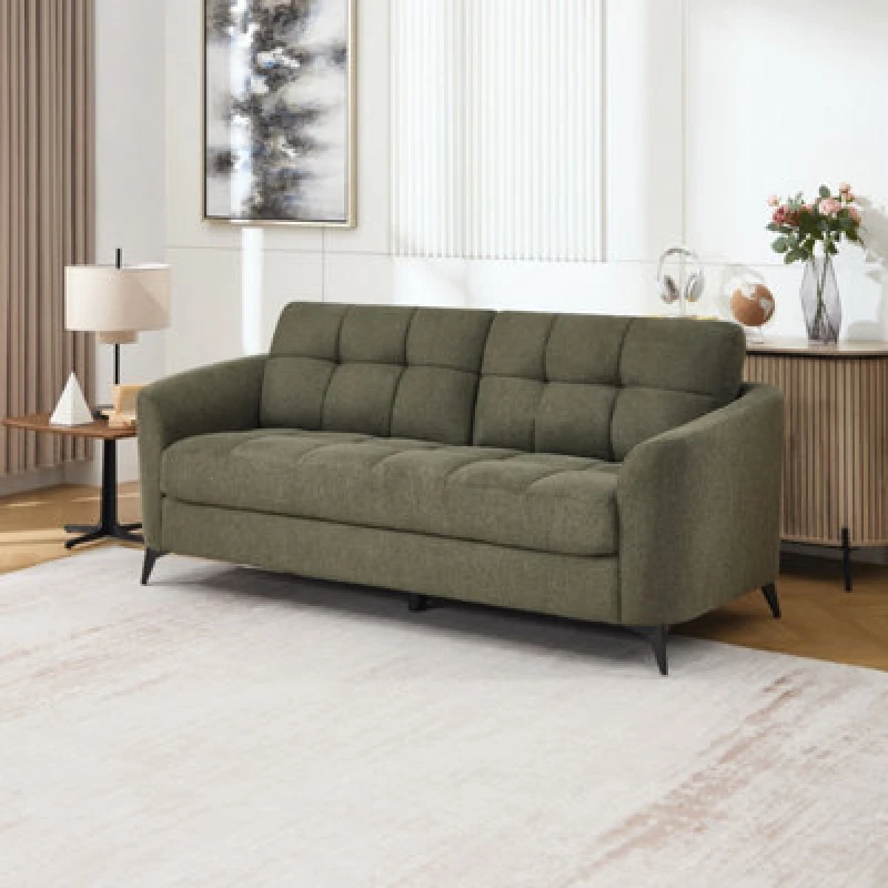 Image of More4Homes Solna 3 Seater Scandi Style Fabric Living Room Sofa (Green)