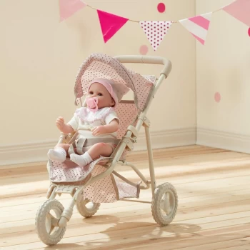 Image of Dolls Pram Stroller Pushchair For Baby Dolls Toy Pram With Storage OL-00002 - Pink/Grey - Olivia's Little World