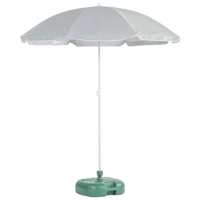 Image of Harbour Housewares Metal Beach Parasol & Base Set - 1.74 X 1.93M - Grey/green