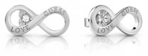 Image of Guess Ladies Silver Plate Endless Love Studded Earrings Jewellery