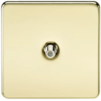 Image of KnightsBridge SAT TV Outlet 1G Screwless Polished Brass Non-Isolated Wall Plate