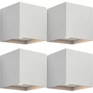 Image of 4 pack Up & Down Twin Outdoor Wall Light - 2 x 5.5W cct LED - Matt White