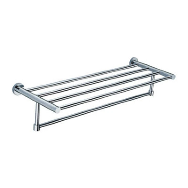 Image of Nes Home Brass with Chrome Finish Bathroom Towel Shelf Rack & Rails Silver