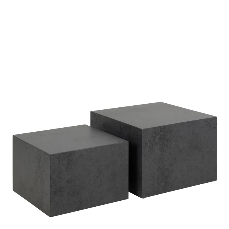 Image of Furniture To Go Dice Square Coffee Table Set in Black Ocean Rough Paper Black Unisex