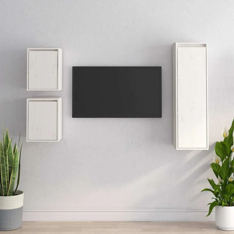 Image of VIDAXL TV Cabinets 3 pcs White Solid Wood Pine Vidaxl 8720286927670