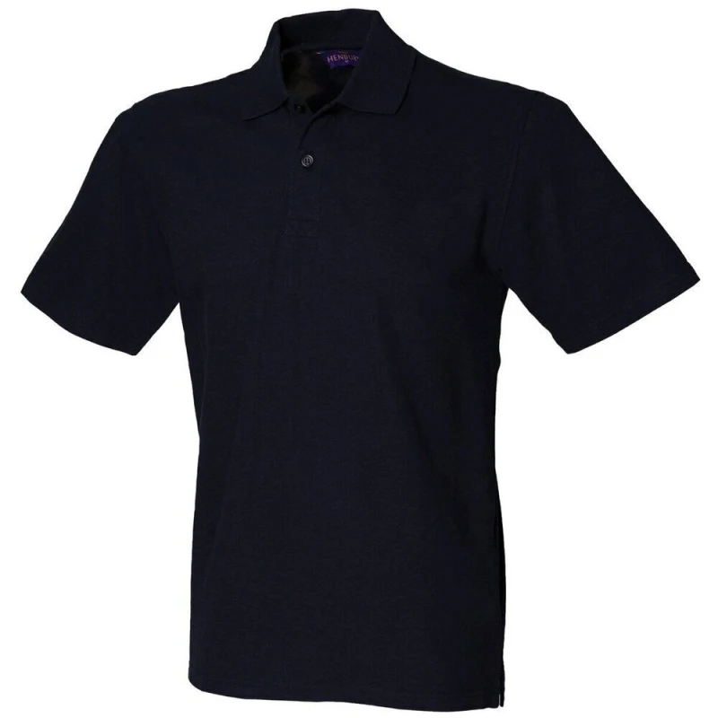 Image of Henbury Mens Cotton Pique Stretch Polo Shirt in Navy Size: XS Navy Male XS