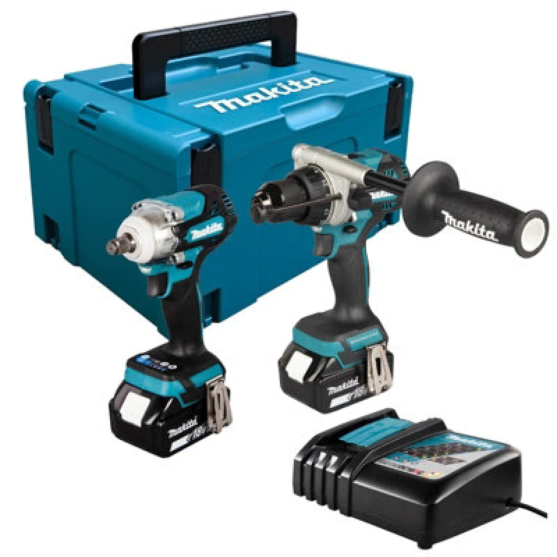 Image of Makita DLX2590TJ 18v LXT Cordless Combi Drill and Impact Driver Kit DLX2590TJ Batteries: 2 x 5ah Li-ion