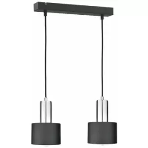Image of Keter Luce Bar Pendant Ceiling Light Black, Silver, 50cm, 2x E27
