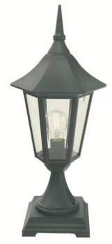 Image of 1 Light Outdoor Pedestal Lantern Black IP54, E27